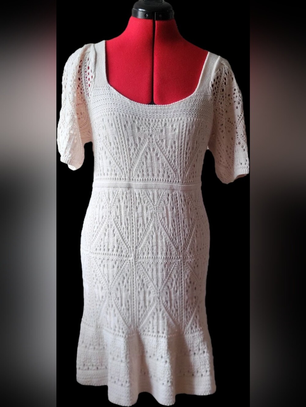 saltwater LUXE White Crochet Knit Mini Dress